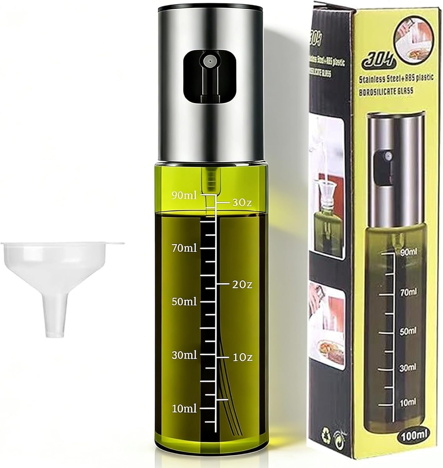 Skiennix Light Blockage Olive Oil Sprayer - 100ml Leakproof Food Grade Oil Dispenser for Cooking & BBQ