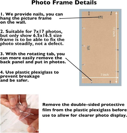 JCJMY 7x17 Picture Frame - Rustic Brown Wall Gallery Frame for Horizontal & Vertical Photos
