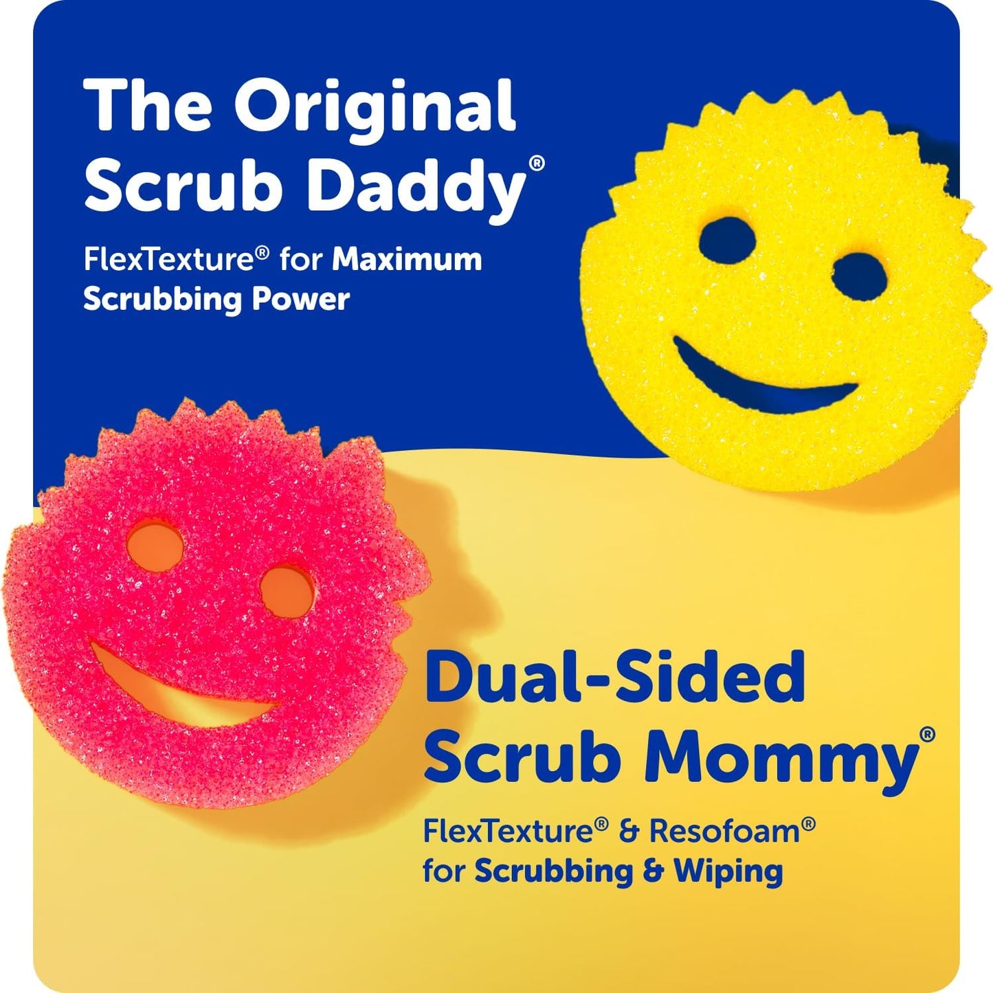 Scrub Daddy Scrub Mommy Sponges - Non-Scratch Dual-Sided Dish Scrubbers for Kitchen & Bathroom | 3 Count
