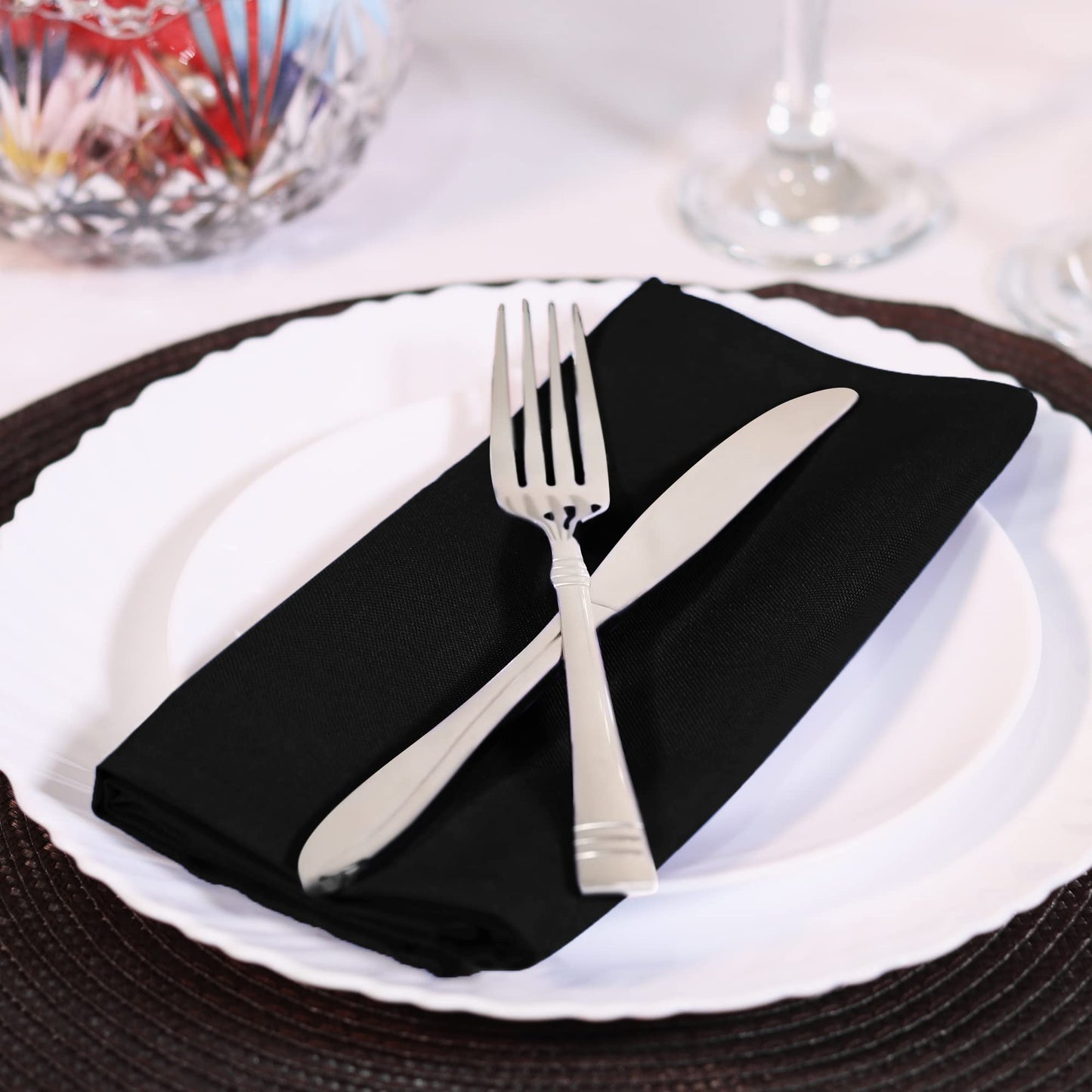 Utopia Home Black Cloth Napkins (12 Pack, 17x17 Inches), Ideal Dinner Napkins for Party, Wedding and Lunch/Dinner