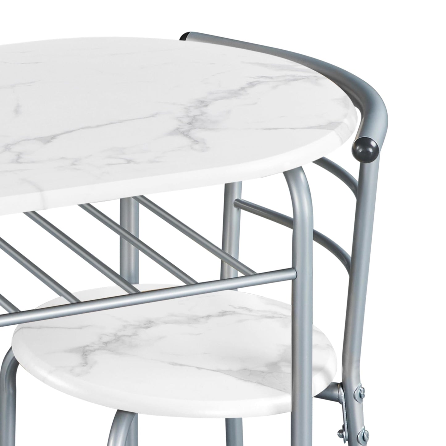 Yaheetech 3-Piece Dining Table Set, Breakfast Bistro Table Set for 2, Small Kitchen and Table Chairs Set of 2 with Metal Frame and Storage Rack for Small Space/Apartment/Dorm Room, White