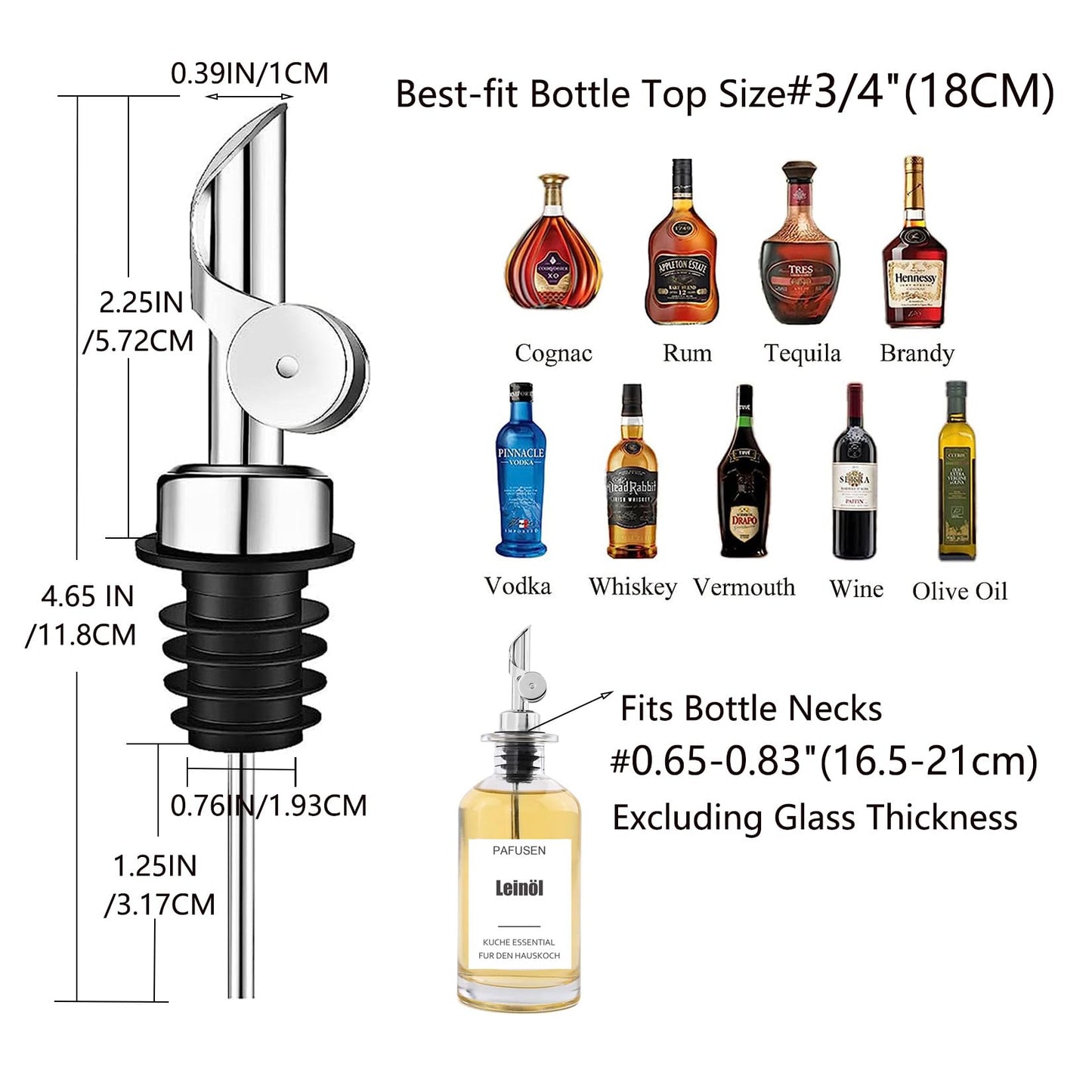 Pafuen Auto Liquor Pour Spout (4, Silver)