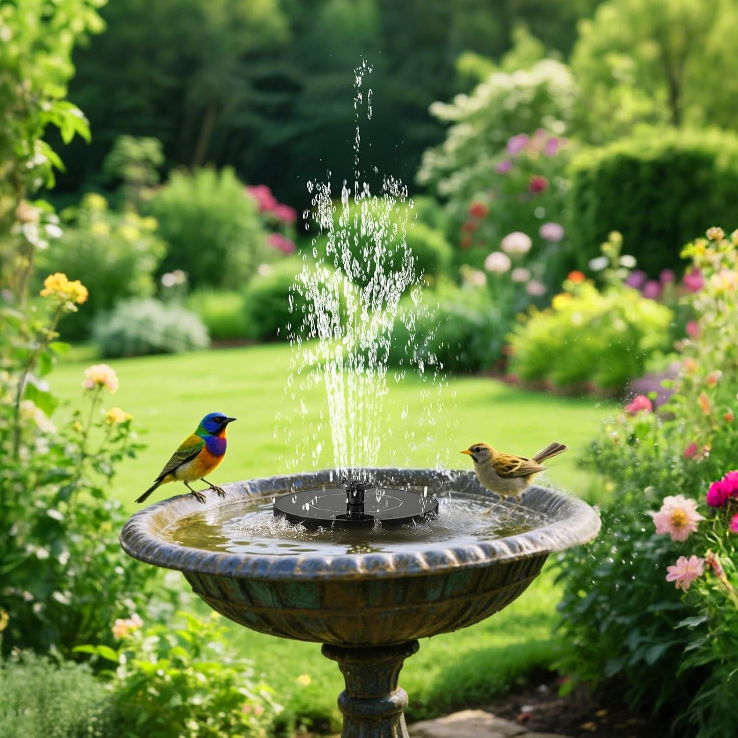 Skiennix Solar Bird Bath Fountain Pump - Eco-Friendly Outdoor Water Feature with 6-in-1 Nozzles | Floating Design for Garden, Pond, Pool