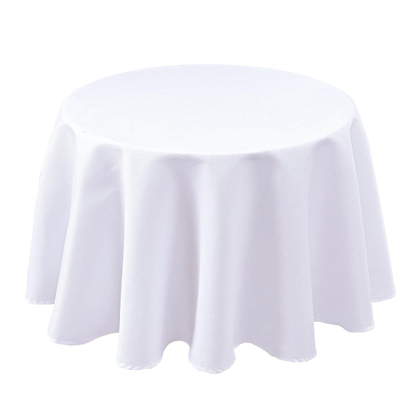 Biscaynebay Textured Fabric Round Tablecloths 70" for Round Tables diameters from 30" to 58", White Water Resistant Folding Table Covers Washable for Dining, Kitchen, Wedding, Parties etc
