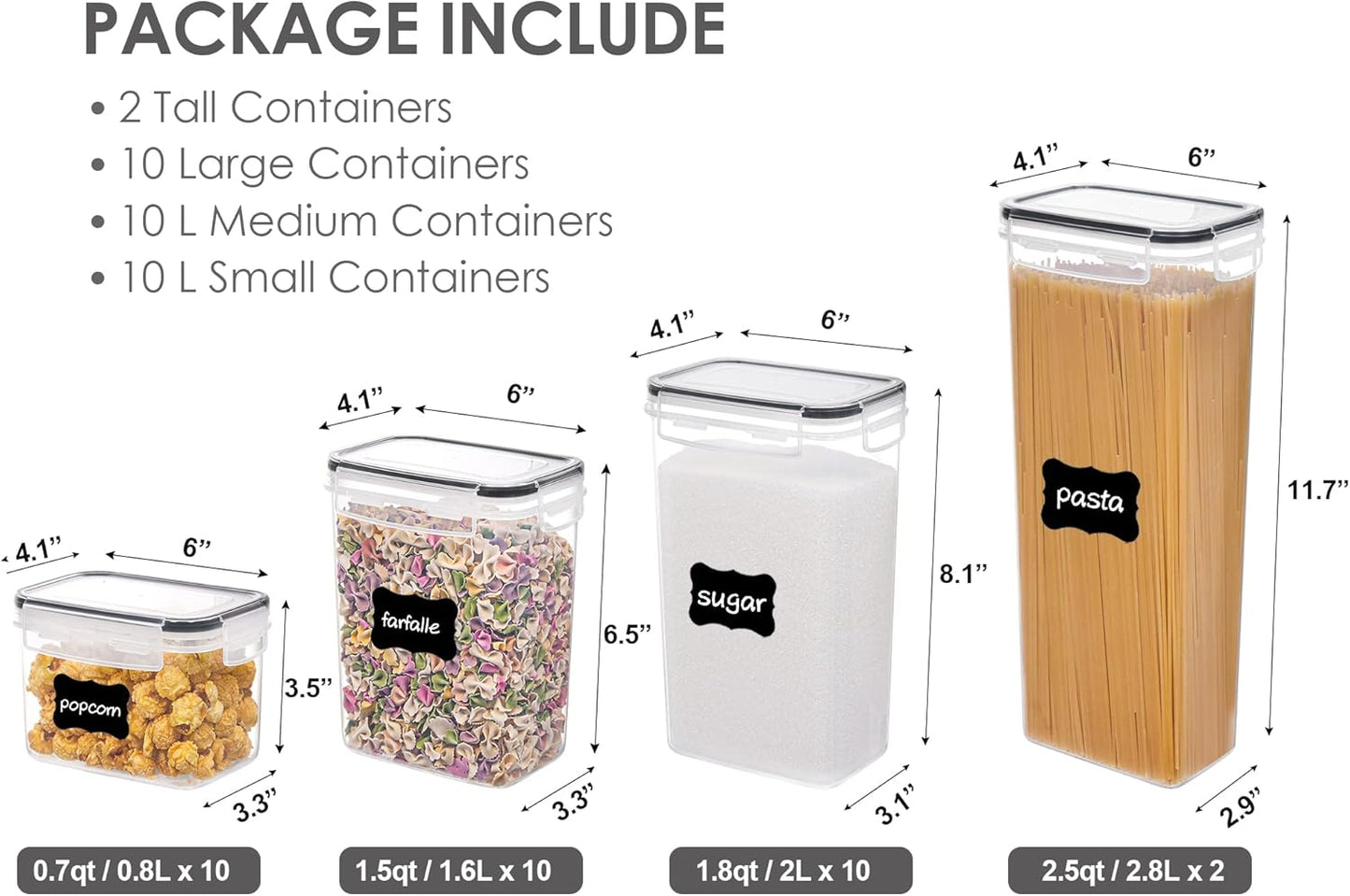 Vtopmart 32-Piece Airtight Food Storage Container Set - BPA-Free Plastic Canisters with Lids for Cereal, Flour & Sugar