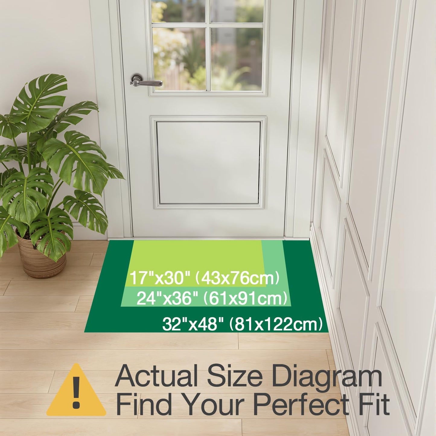 LUMI Ultra Thin Indoor Door Mat - Non-Slip Entryway Mat with Unique Herringbone Design | 24"x36", Beige