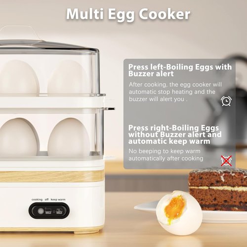 Evoloop Rapid Egg Cooker - Electric 12-Egg Capacity | Soft, Medium, Hard Boiled & Poached Eggs, BPA-Free Tray (White)