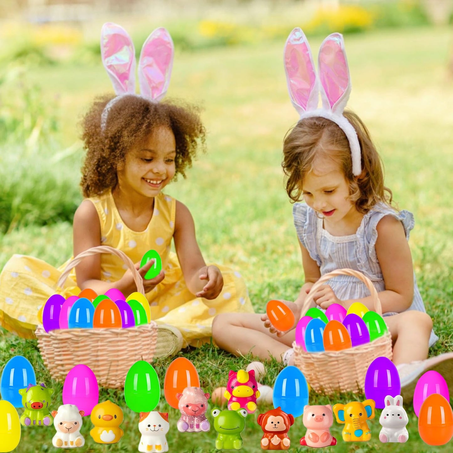 ZICZLI 24 Pack Easter Eggs Filled Slow Squishy Toys, Animal Squishy Toys Egg Fillers for Kids Toddler Boys Girls Easter Egg Hunt Classroom Prize Supplies Basket Stuffers Easter Party Favors