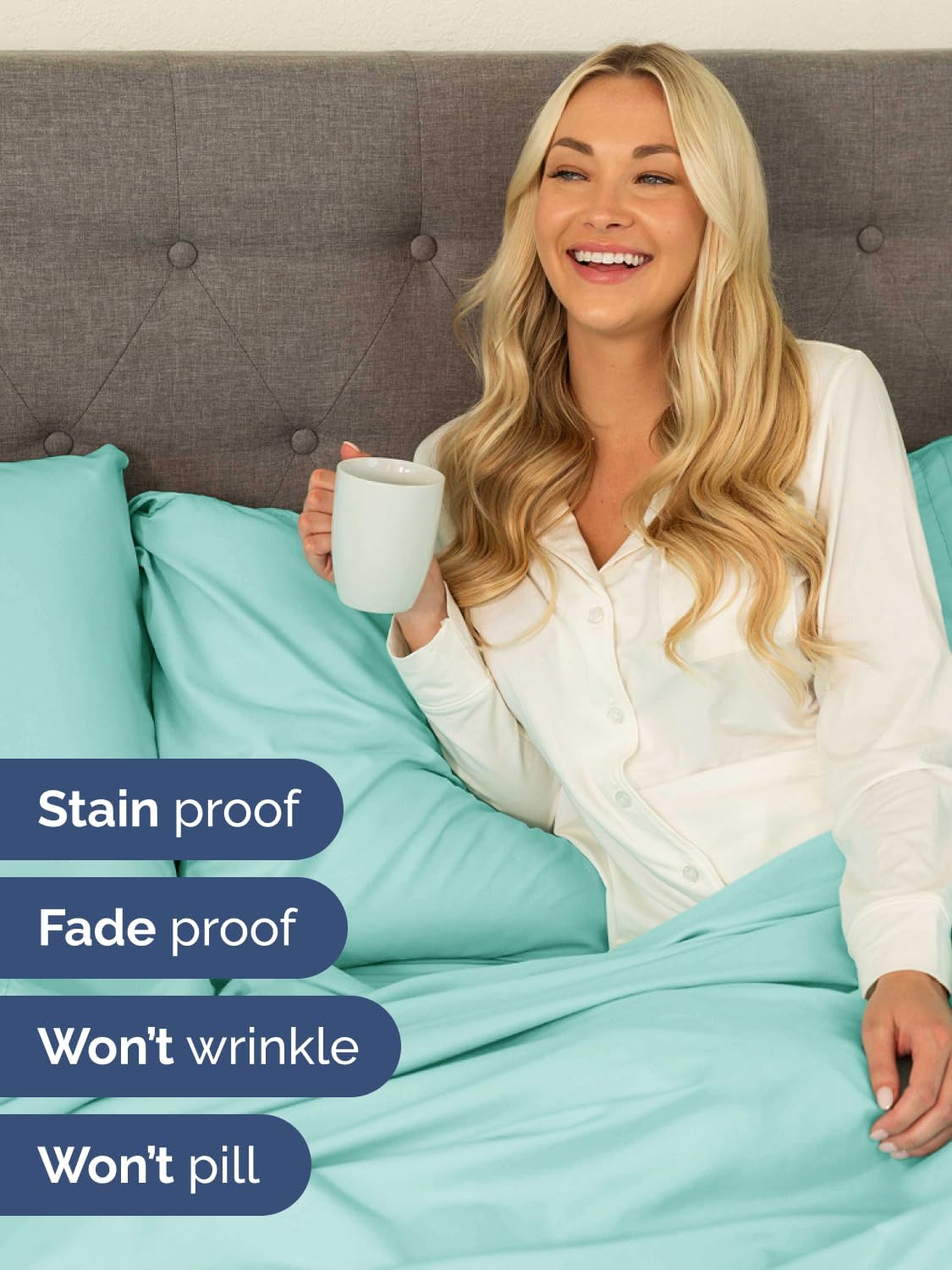 Skiennix Extra Deep Twin Sheet Set - 4 Piece Breathable Cooling Bedding - Soft Wrinkle-Free Spa Blue