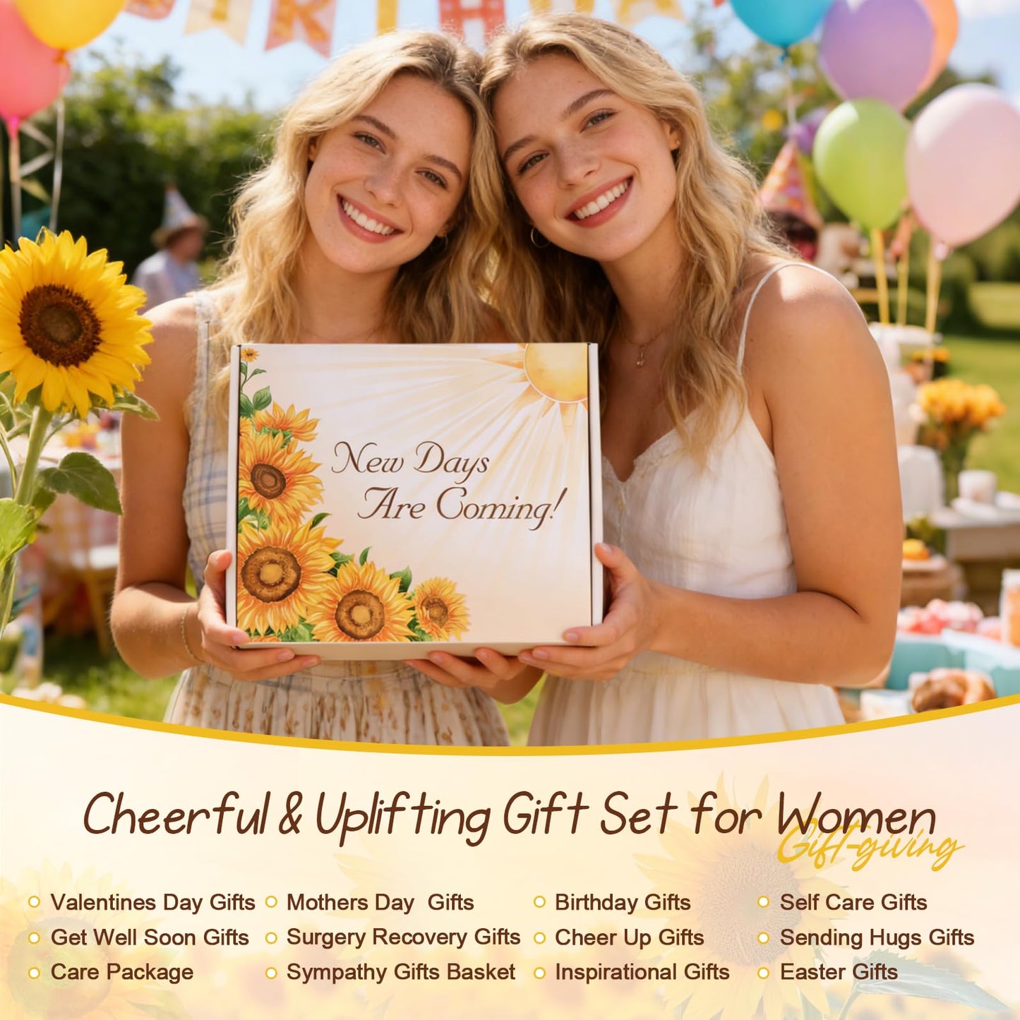 Sunflower Birthday Gifts for Women Self Care Gift - Sending Sunshine Gift Box Get Well Soon Sympathy Gift Basket for Women Care Package, Mothers Day Inspirational Gifts for Mom Wife Sister Friends