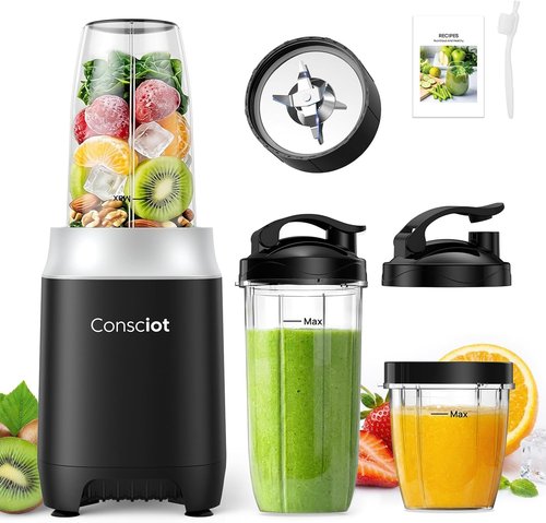 Consciot CB10 Blender Combo - 11-Piece Set for Smoothies, Shakes & Baby Food | 3 Portable BPA-Free Cups
