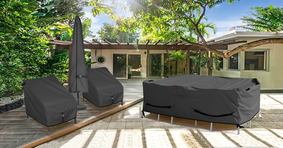 Porch Shield Patio Table Cover - Waterproof Square Outdoor Dining Set Cover | 84 x 84 Inch, Black