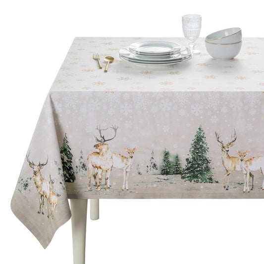 Maison d' Hermine Table Cloth Rectangle Table 100% Cotton 54 x 72 Inches Fall Tablecloth Reusable Everyday Use for Thanksgiving Christmas Decorations Dining Farmhouse Party (Deer in The Woods)