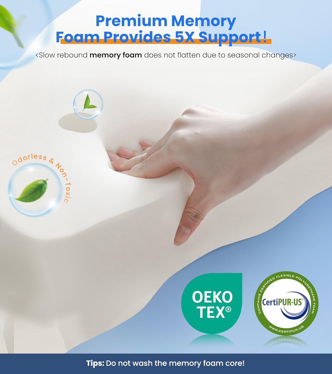 Ultra Cooling Pillow by Ultra Pain Relief - Adjustable Ergonomic Neck Support Memory Foam | Odorless Contour Design
