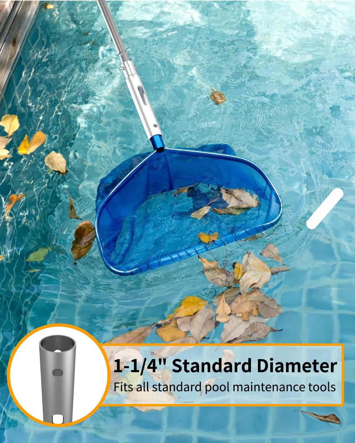 Skiennix 16FT Telescopic Swimming Pool Pole - Heavy Duty Aluminium, Adjustable 4 to 16 Feet