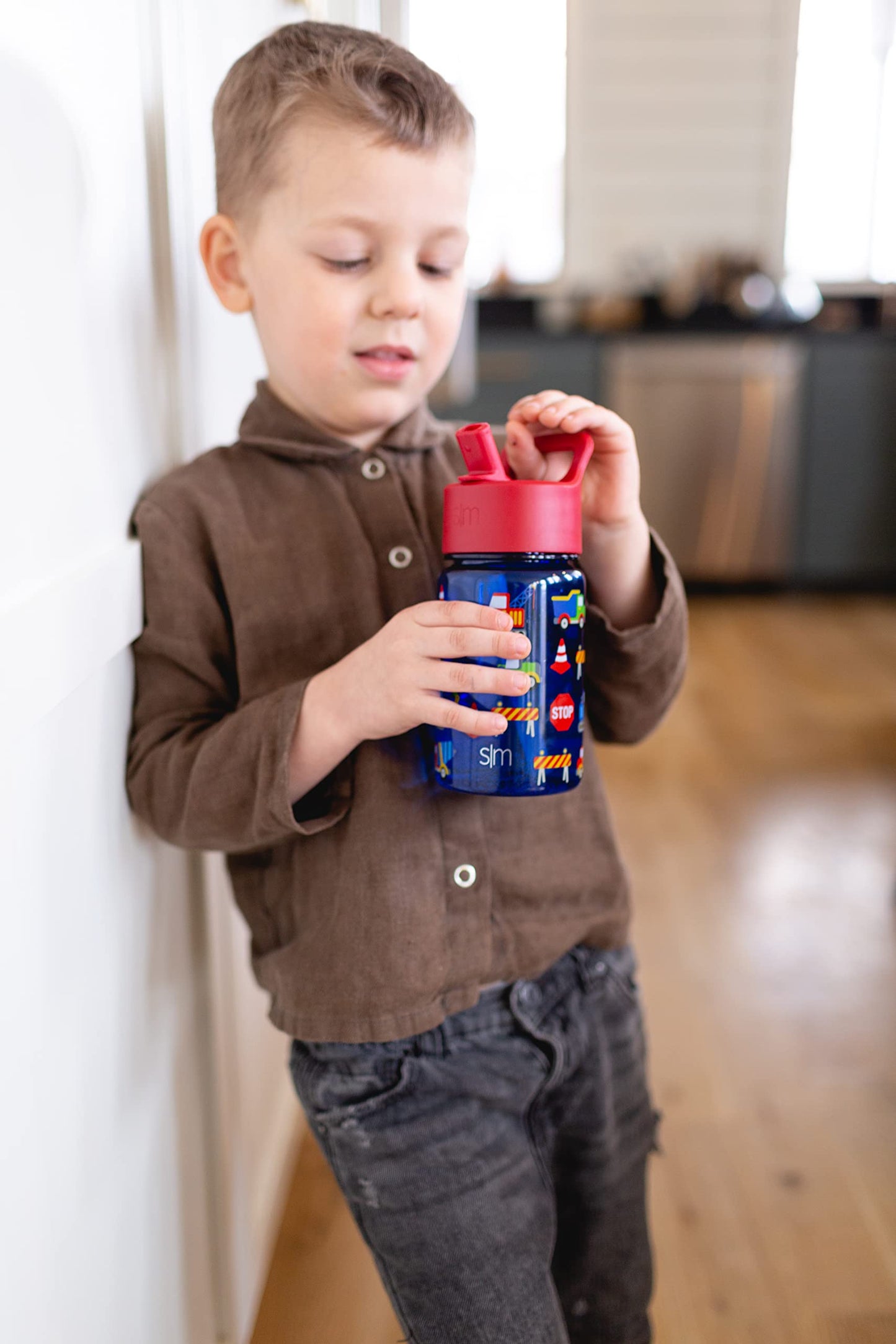 Simple Modern Kids Water Bottle Plastic BPA-Free Tritan Cup with Leak Proof Straw Lid | Reusable and Durable for Toddlers, Boys | Summit Collection | 12oz, Under Construction