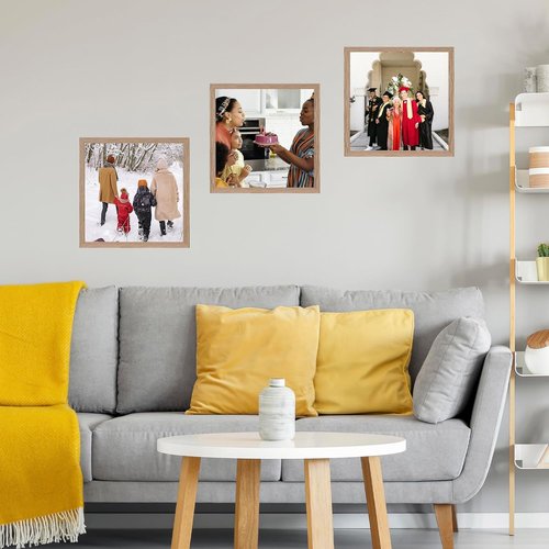 JCJMY 8x8 Picture Frame - Rustic Brown Wall Mount & Tabletop Display | Durable Shatter-Resistant Plexiglass
