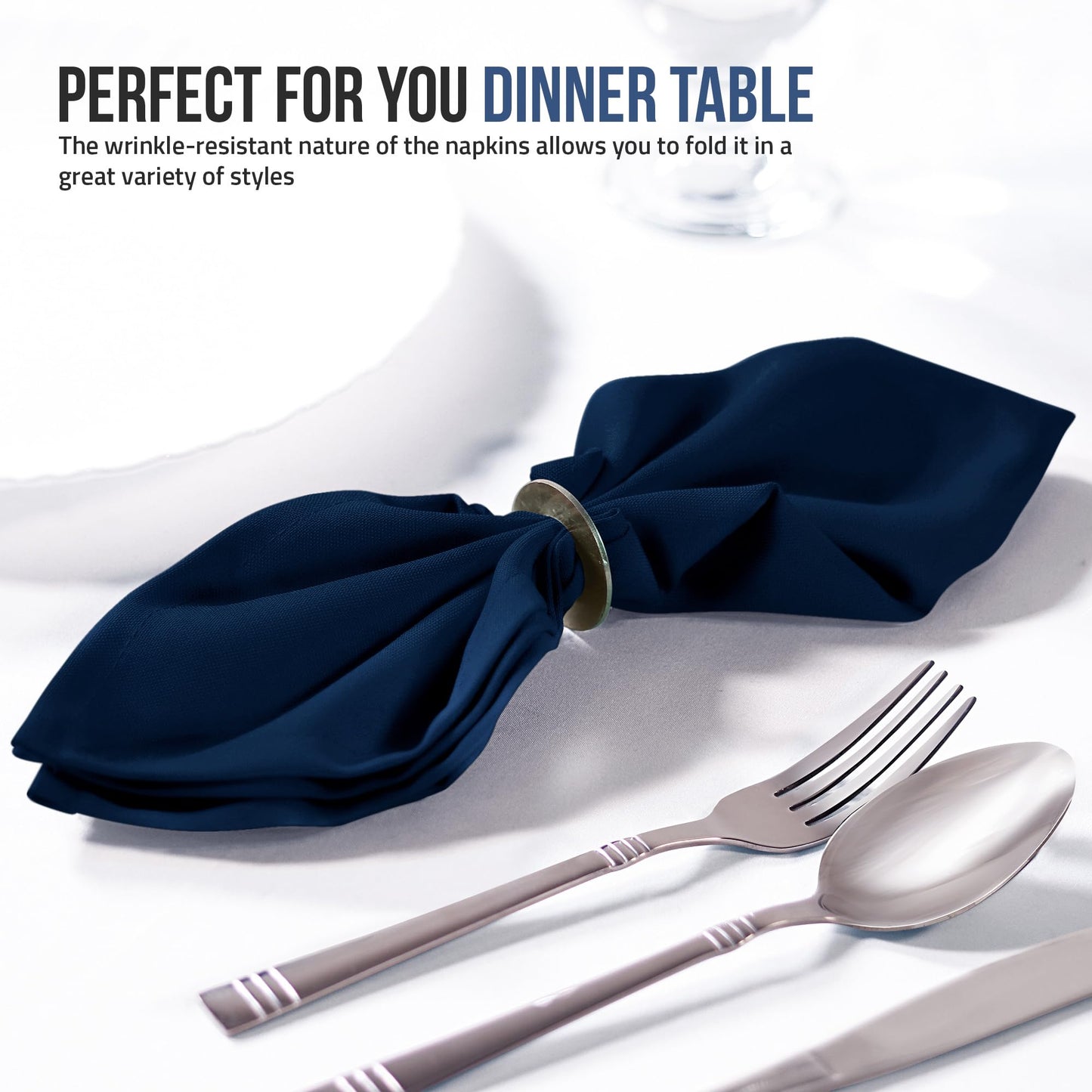 Utopia Home Navy Blue Cloth Napkins (144 Pack, 20x20Inches), Ideal Dinner Napkins for Party, Wedding and Lunch/Dinner