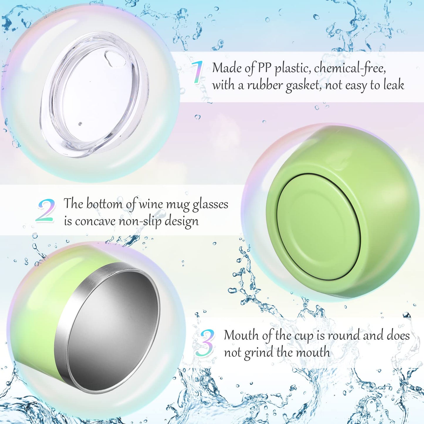 12 Pack Stainless Steel Stemless Wine Tumblers, 12 oz Double Layer Vacuum Wine Tumbler Cups with Lids and Straws, Stemless Insulated Wine Glasses for Coffee, Wine, Cocktails, Champaign, 12 Colors