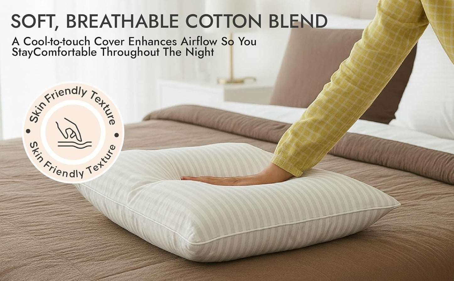 Regine Switzerland Down Alternative Bed Pillows - Soft Plush Hotel Quality Set of 2 | Standard/Queen Size for All Sleep Positions