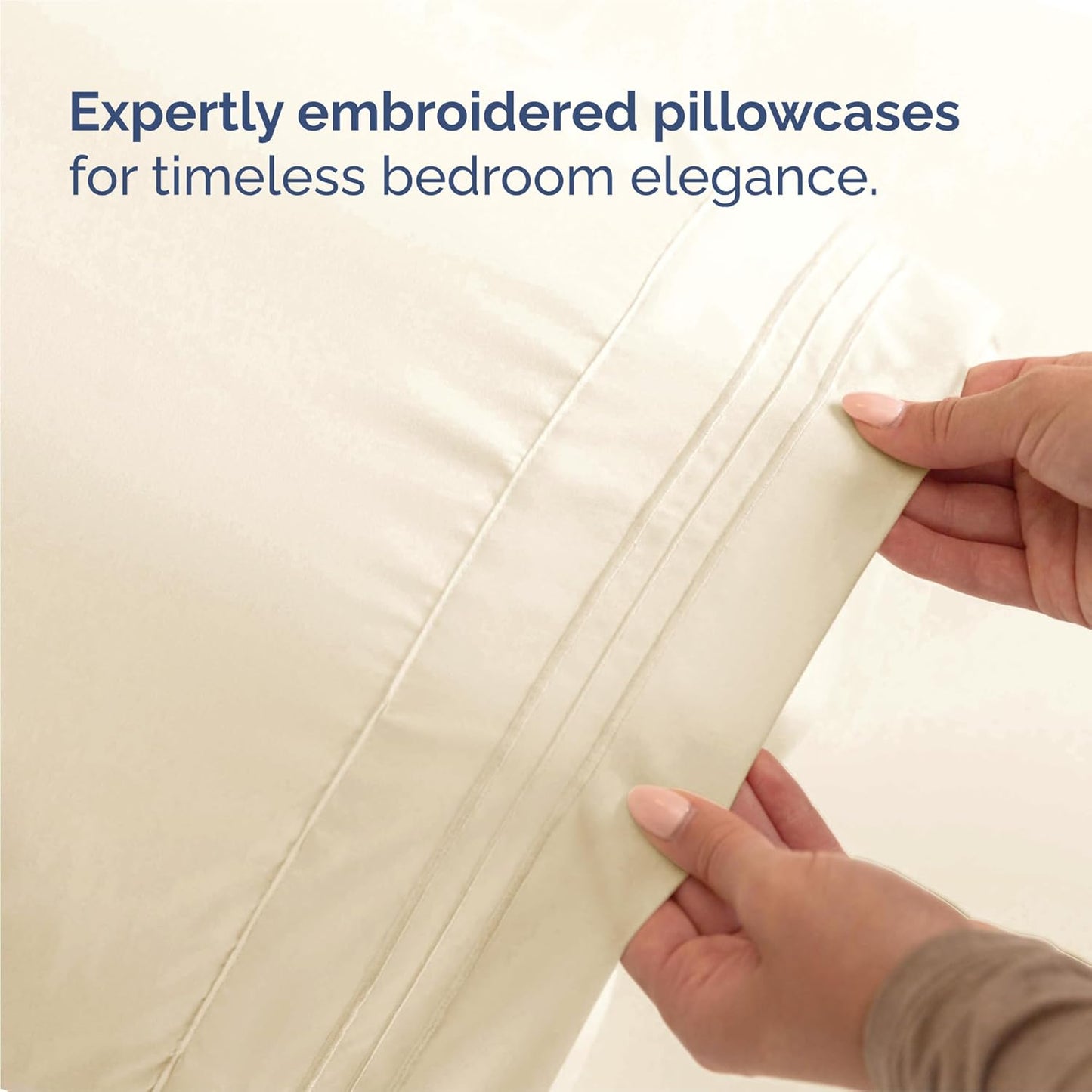 Split King Size 5-Piece Sheet Set - Comfy, Breathable & Cooling Luxury Bedding - Deep Pockets, Soft, Wrinkle-Free - Oeko-Tex Certified, Off White