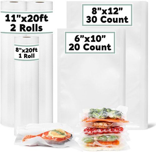 Avid Armor Vacuum Sealer Bags & Rolls - Heavy Duty, BPA-Free Food Storage Solutions | 20 Pint, 30 Quart, 2 Rolls (11"x20ft), 1 Roll (8"x20ft)