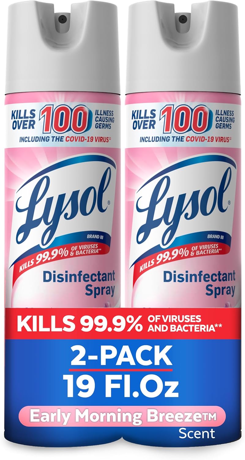 Lysol Disinfectant Spray - Antibacterial & Sanitizing Formula | Early Morning Breeze, 19 Fl Oz (Pack of 2)