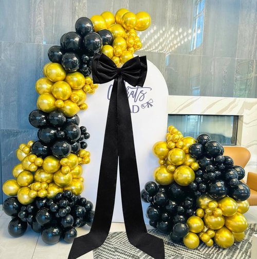 Giant Bow Decoration - Double Layer Large Satin Bow for Home Wreath & Wedding Decor | Black, 71x18 Inch