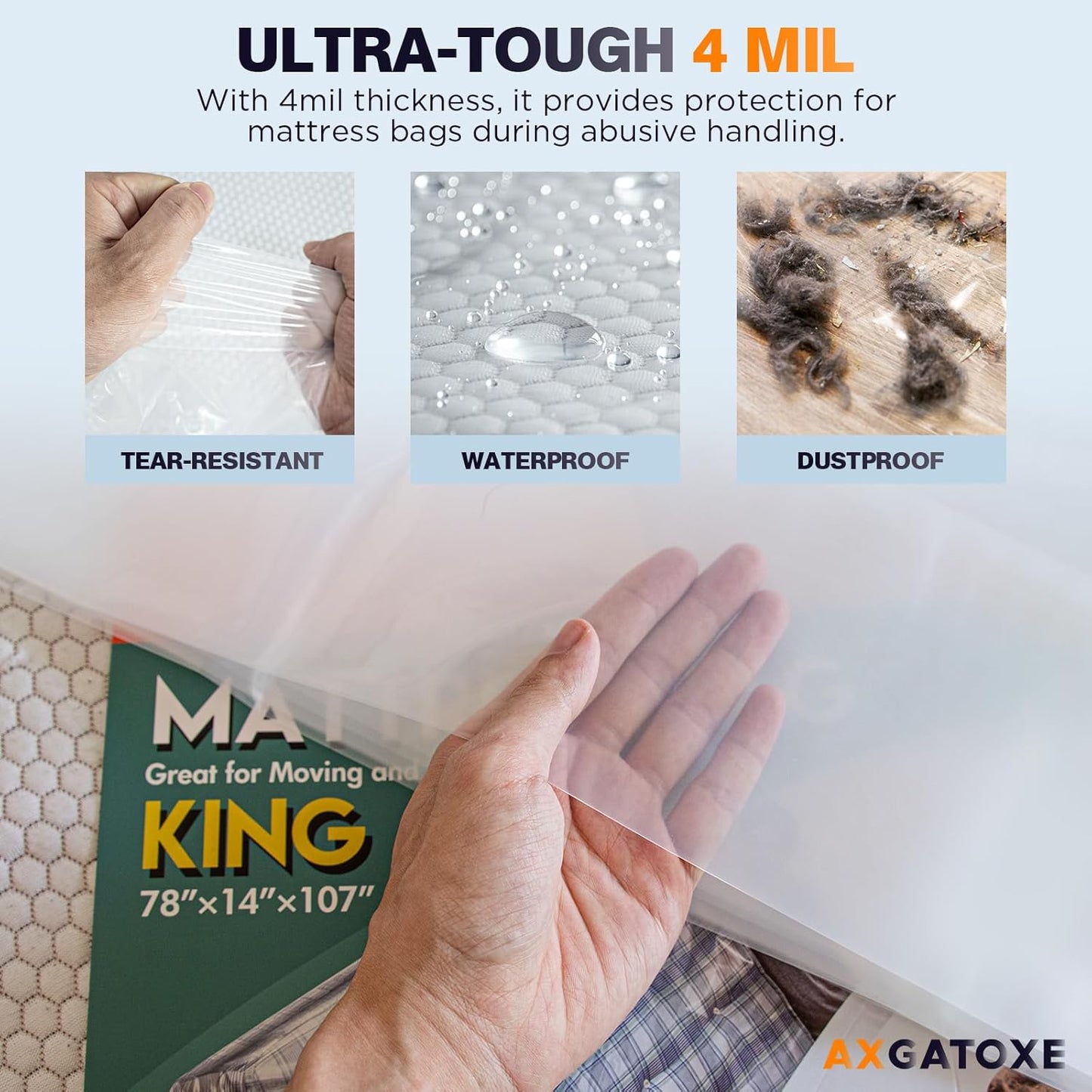 Plastic Mattress Bag - Waterproof Moving Cover & Protector | King Size (4MIL) by [Brand Name]