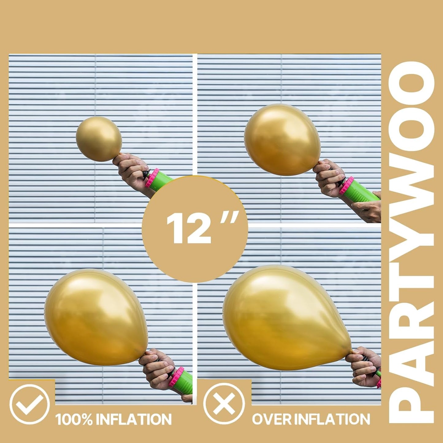 PartyWoo Metallic Balloons - 65pcs 12-Inch Latex Balloons in Blue, Silver, Gold, Pink & More for Celebrations