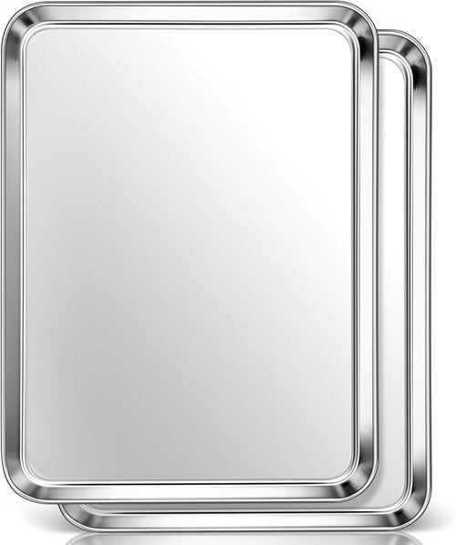 Homikit Baking Sheet Set - 2 Pack 18” x 13” Stainless Steel Cookie Pans | Heavy Duty, Nonstick, Dishwasher Safe
