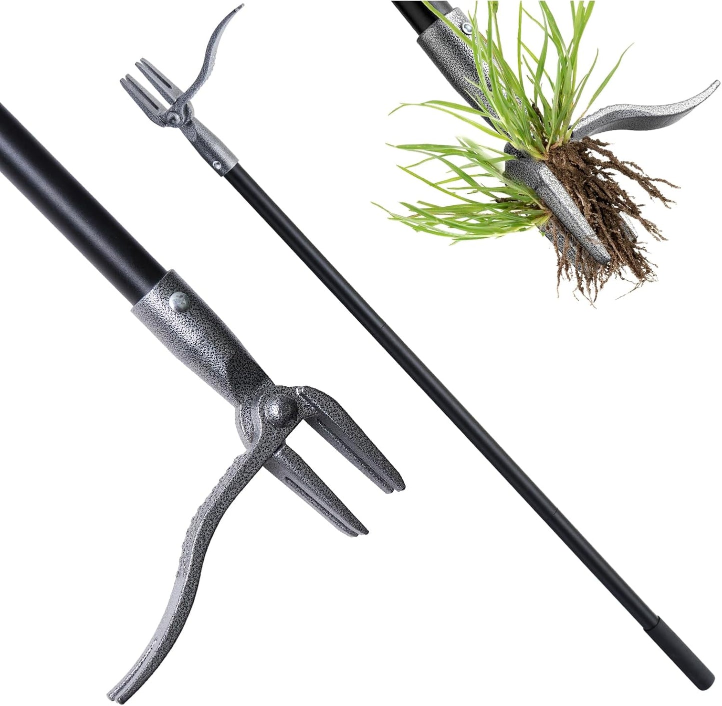 Skiennix Stand Up Weed Puller Tool - Durable 4 Claw Steel Head for Effortless Weeding | Long Handle Design