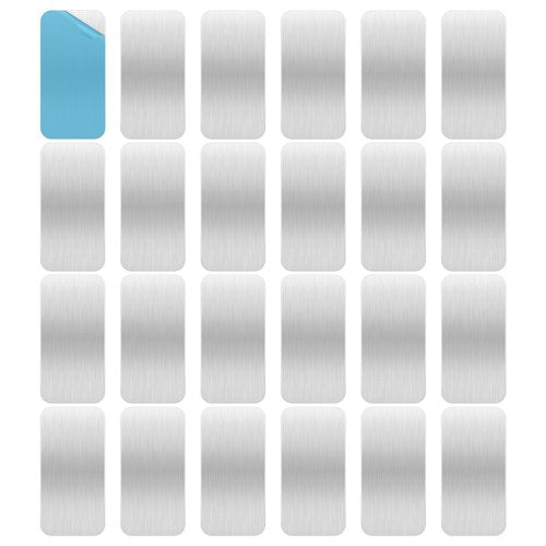 Aecsze 24 Pack Adhesive Metal Plates for Magnetic Mount, 2.3x1.1in Metal Strips for Magnets, Rectangular Steel Sheets for Non-Steel Vents (0.02 in)