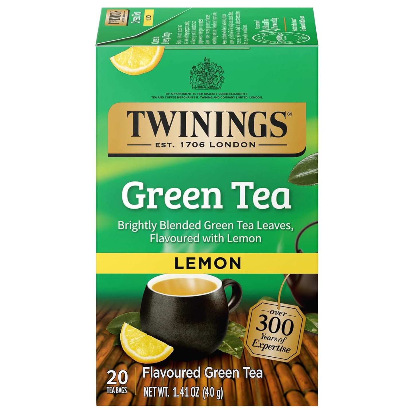 Twinings Lemon Green Tea - Refreshing Herbal Blend | 20 Count Tea Bags