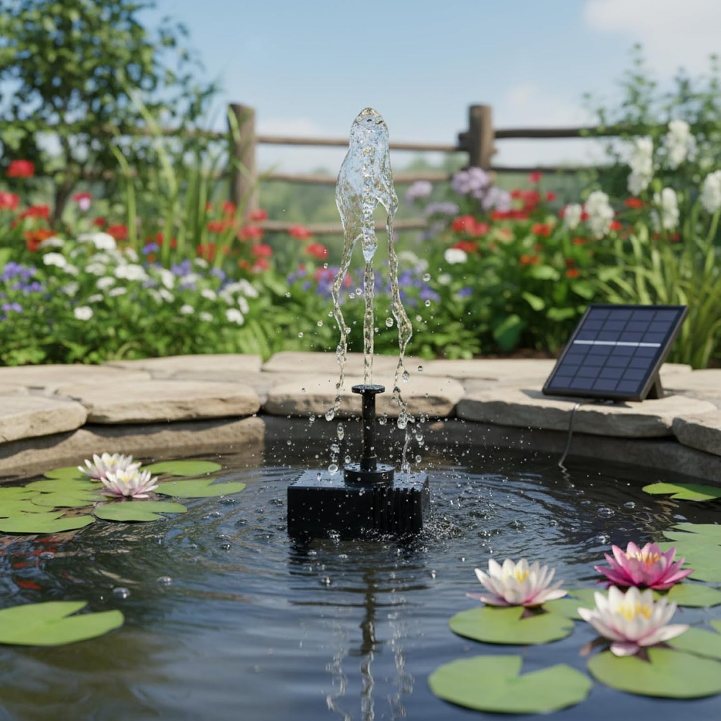 Skiennix Solar Powered Water Fountain - Multiple Spray Heads for Bird Bath & Garden Decor