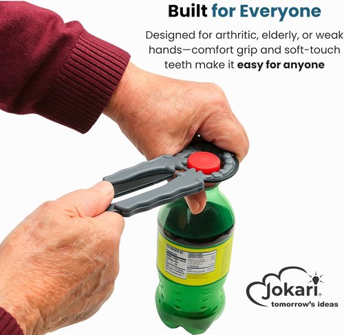 Jokari Multi Bottle Opener - 3-in-1 Easy Grip Tool for Jars, Bottles & Cans | Arthritis Aid, Black