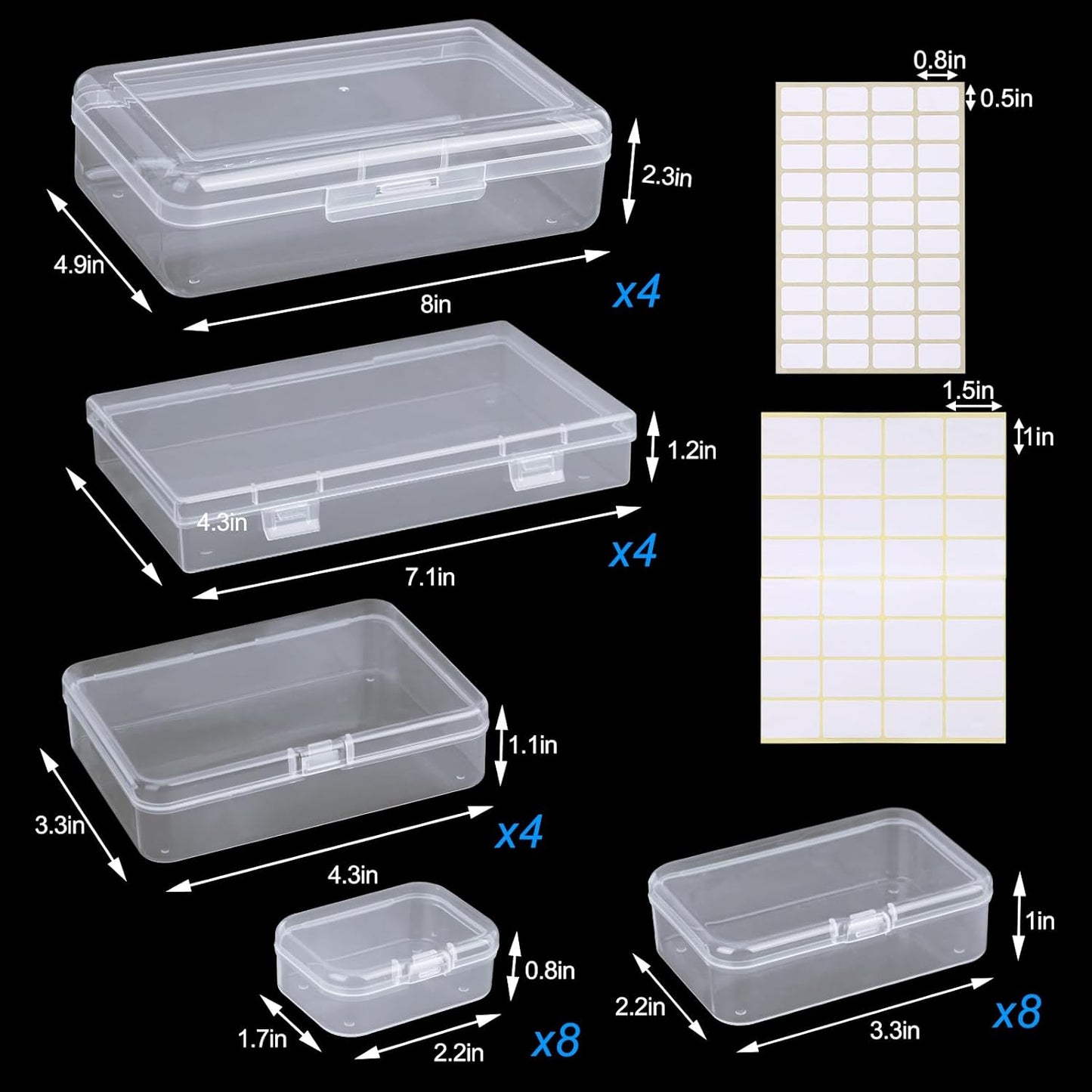 QUEFE Small Storage Containers - 28 Pack Clear Plastic Boxes with Lids for Craft & Jewelry Organization