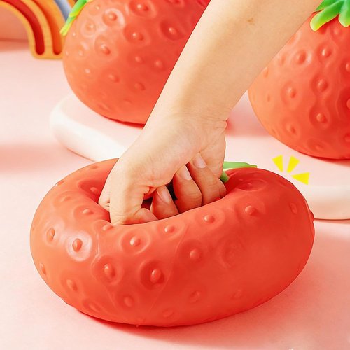 Giant Strawberry Squishy | Jumbo Stress Ball for Adults | Slow Rise Fidget Toy (3.14 x 1.96 in)