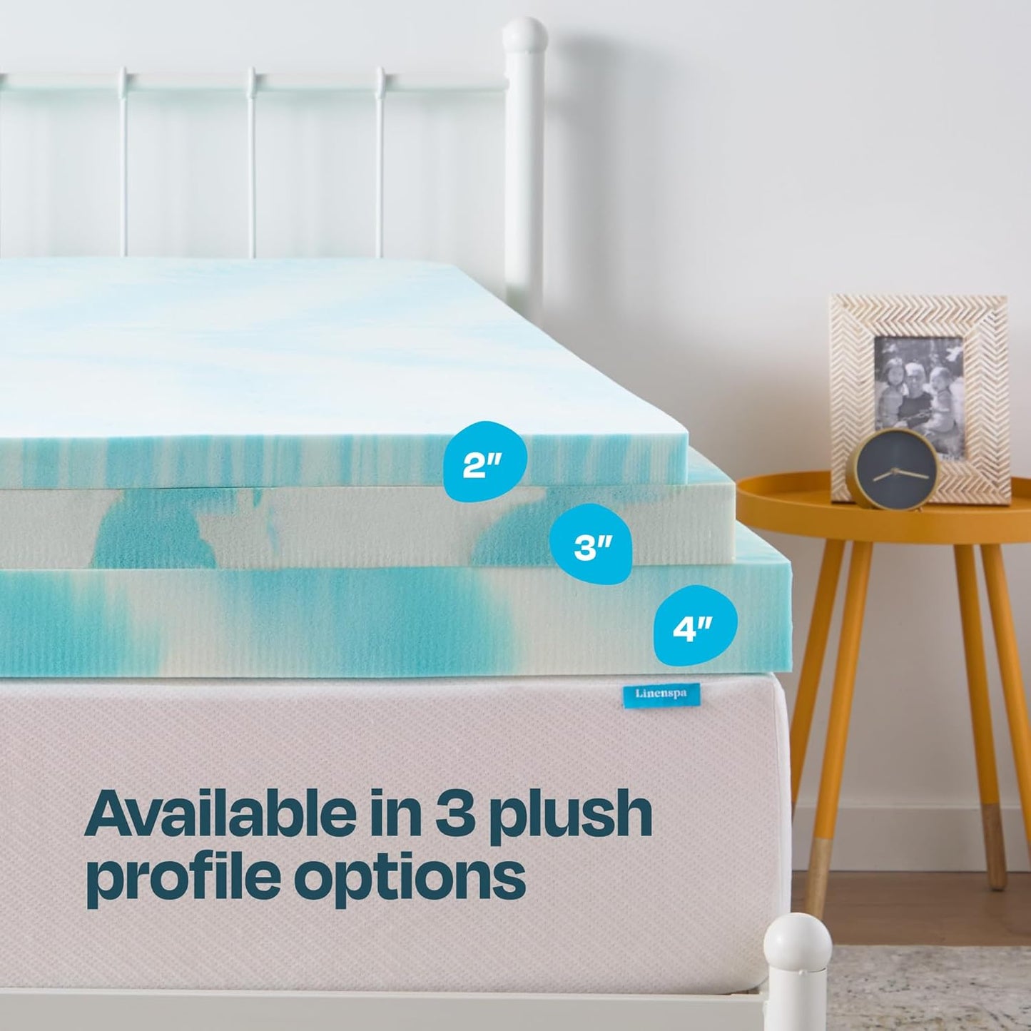 Linenspa 4 Inch King Size Gel Memory Foam Mattress Topper - Cooling & Pressure Relieving Design