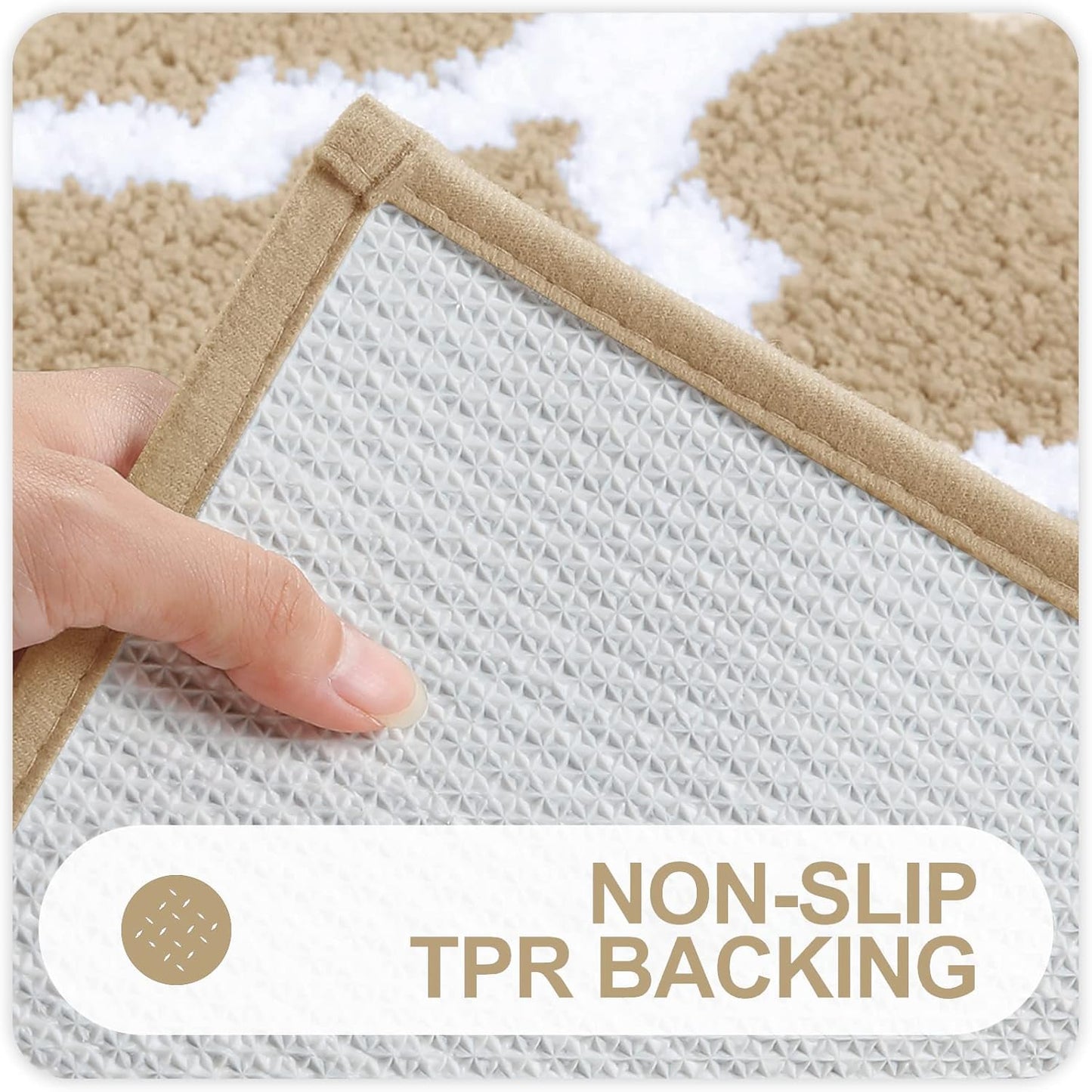 OLANLY Bathroom Rugs - Soft, Absorbent Microfiber Non-Slip Mats | 30x20 Inches, Beige