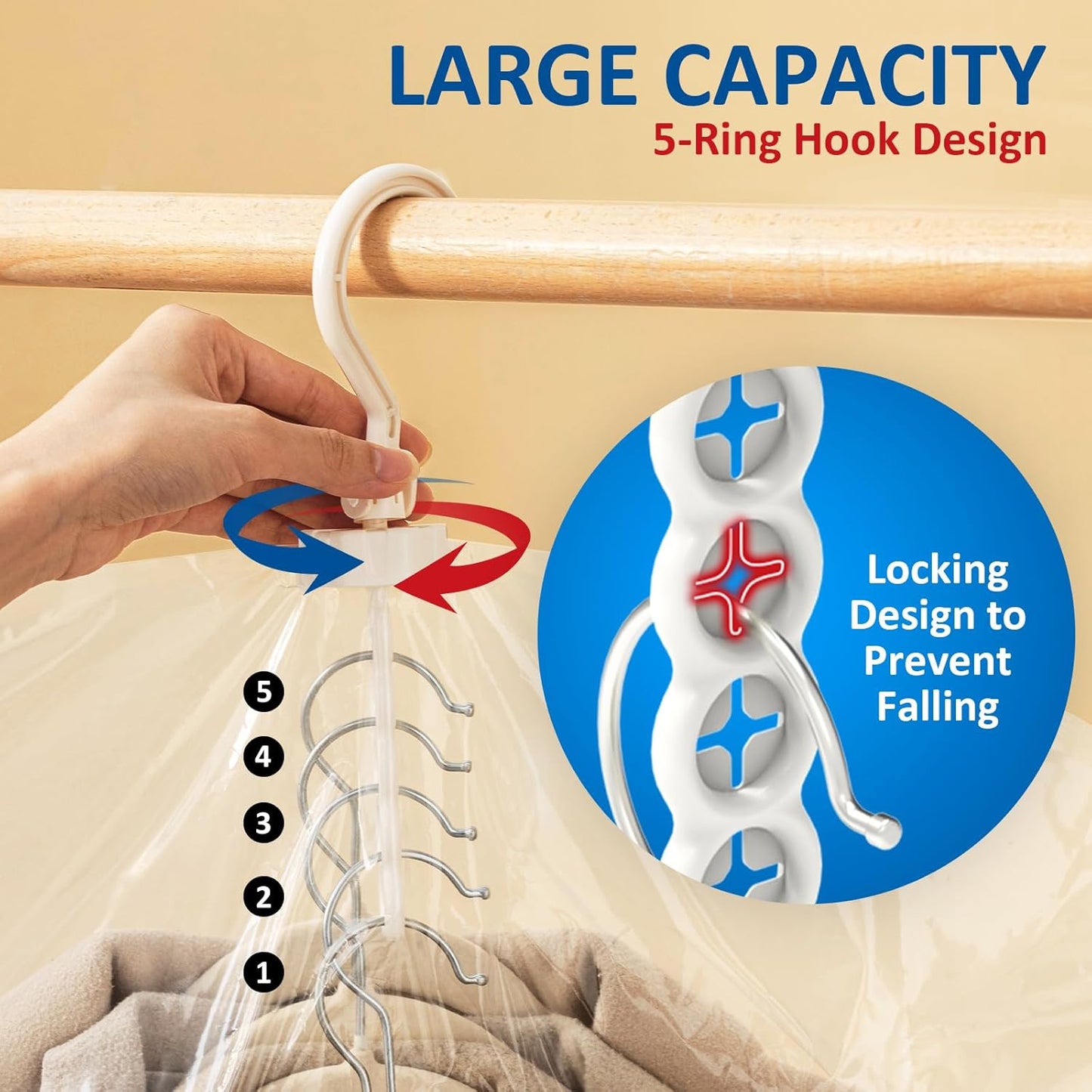 Skiennix Hanging Vacuum Storage Bags - 6 Pack Large Space Saver for Clothes, Suits & Jackets