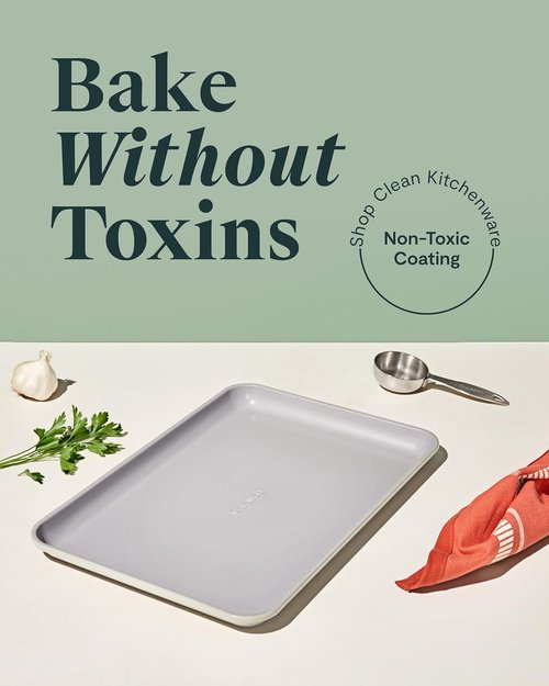 Caraway Non-Stick Ceramic Baking Sheet - Non-Toxic, PTFE & PFOA Free - Ideal for Baking & Roasting - Medium (15" x 10") - Cream