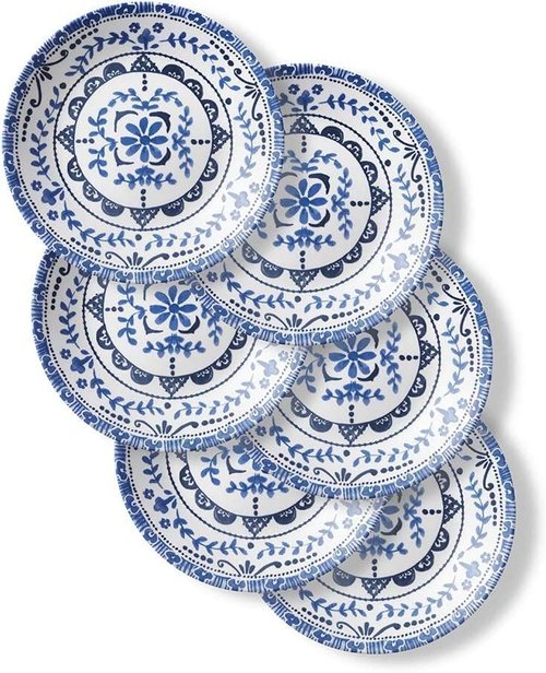 Corelle Vitrelle 6-Piece Appetizer Plates Set - Triple Layer Glass, Chip Resistant | 6-3/4-Inch Round, Portofino