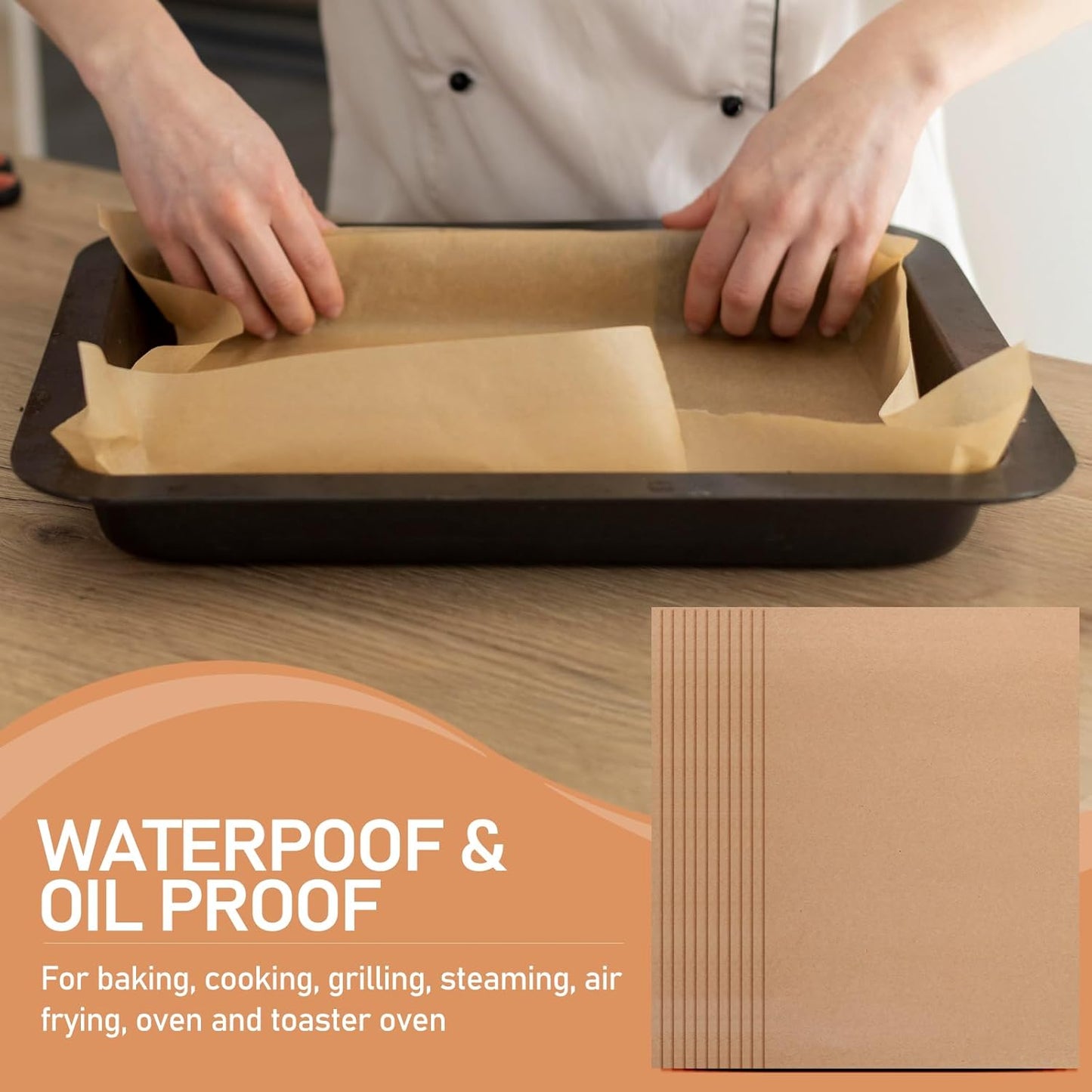 Large Parchment Paper Sheets by [Brand Name] - 200 Pcs Heavy-Duty Nonstick Baking Sheets | 13 x 18 Inch Brown Unbleached