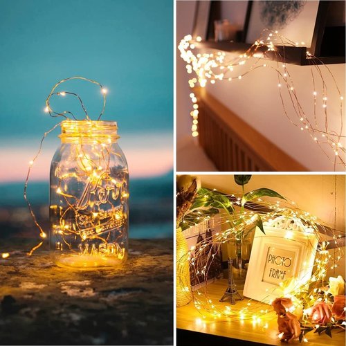 Efirisey Fairy Lights Plug in,33Ft 100 LEDs Copper Lights Warm White,Christmas Lights Indoor Outdoor,Led Fairy String Lights for Bedroom Party Wedding Patio Christmas Tree Decoration