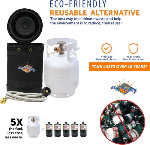 Flame King Gas Hauler Pro Kit - Insulated Carry Case with 5LB Propane Tank & 5-FT Adapter Hose for Camping