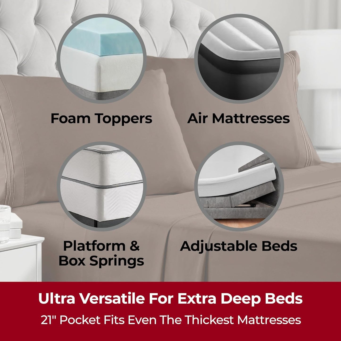 Mellanni Extra Deep Full Sheets - Hotel Luxury, Ultra Soft & Cooling Bedding - Wrinkle & Stain Resistant (Full, Brown)