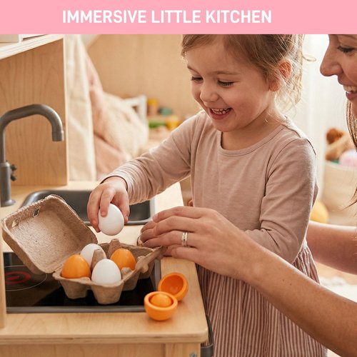 HANSGO 6PCS Play Food Sets for Kids Kitchen,Play Kitchen Accessories Wooden Egg Toy Food Grocery Store Pretend for Toddler Cooking DIY
