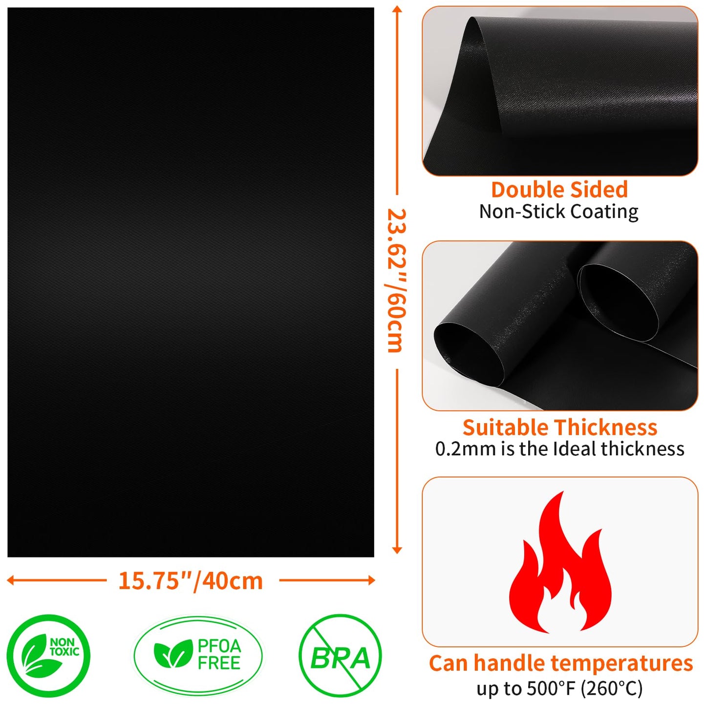 Oven Liners for Bottom of Oven, Heavy Duty Non-stick Teflon Oven Mat for Bottom of Oven, Reusable Oven Liners for Bottom of Electric Oven, BPA & PFOA Free, 23.6"X 15.7", 2/4 Pack