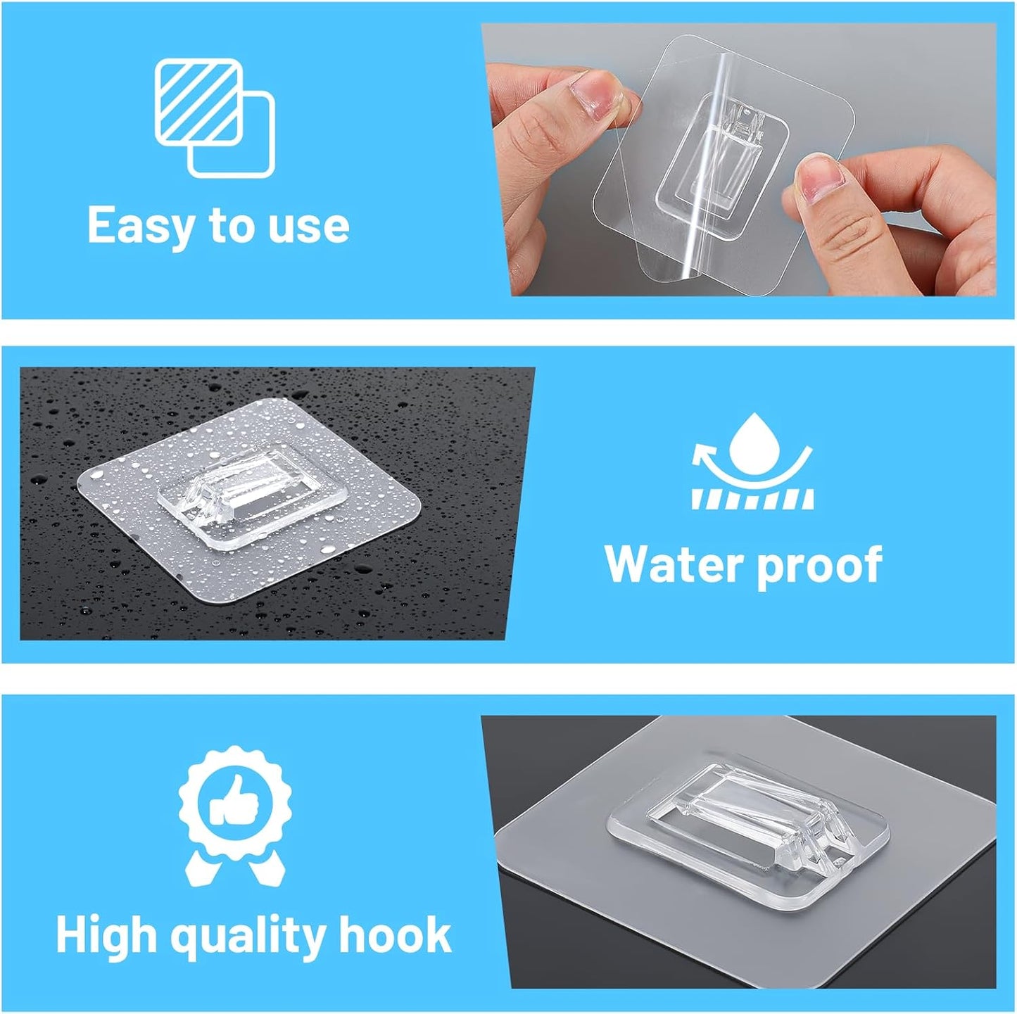 Skiennix Shower Caddy Adhesive Hooks - Waterproof, Strong Adhesive, No Drilling | 14 Pack for Bathroom & Kitchen
